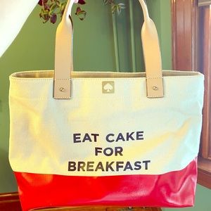 Kate Spade Canvas Tote ( eat cake for breakfast)